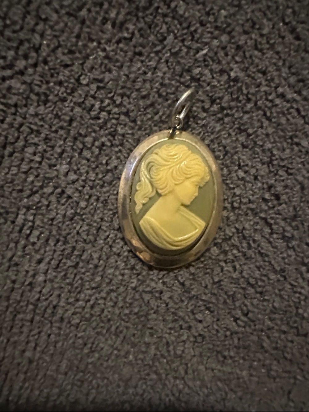 Vintage Blue Cameo Necklace Pendant